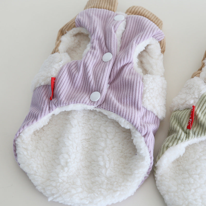 Corduroy Color Block Dog Harness Jacket Vest