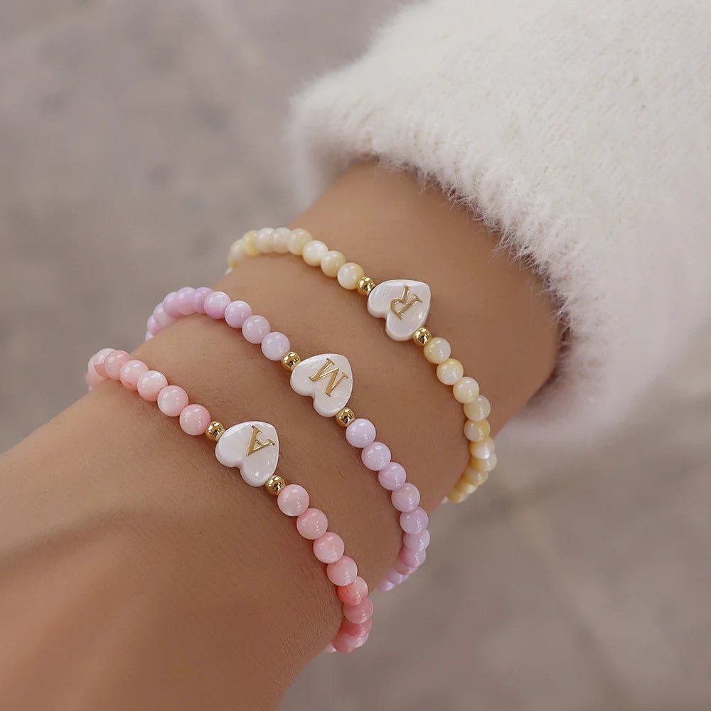 Playful Heart Letter Initial Bracelets