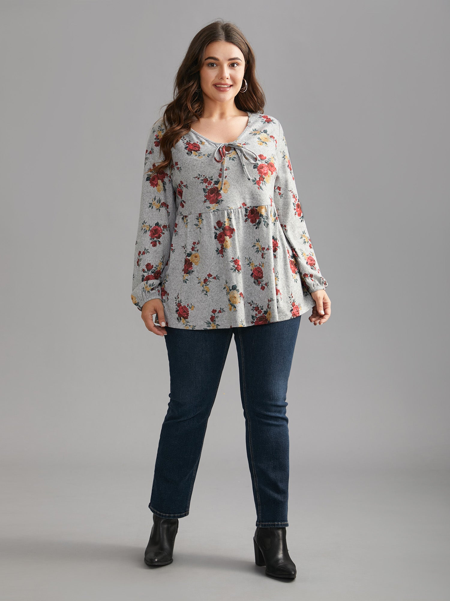 Floral Print Tie Knot T-shirt