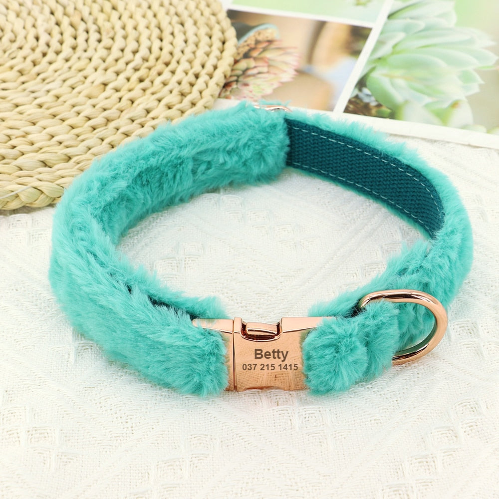 Soft Furry Personalized Dog Cat Collar