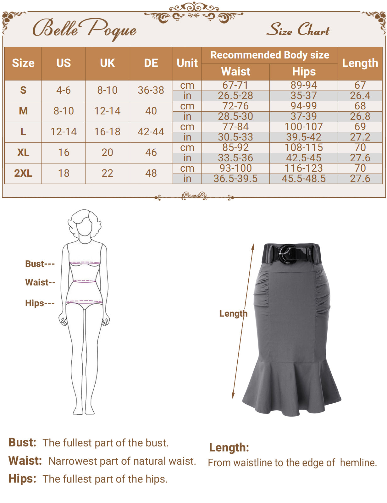 High Waisted Peplum Midi Pencil Skirt Work Business Skirts with Belt