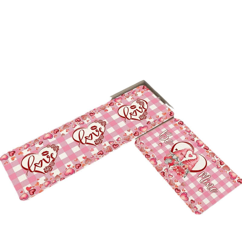 Valentine'S Day Casual Elegant Stripe Heart Shape Polyester Carpet Bathing