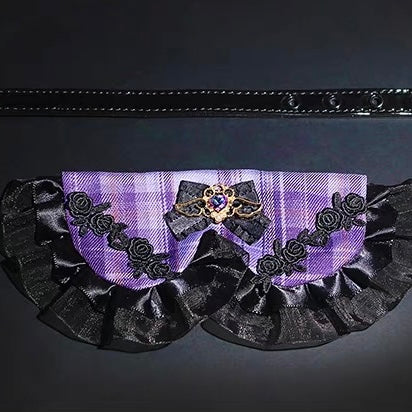 Lace Plaid Bow Pattern Dog Cat Bib Collar