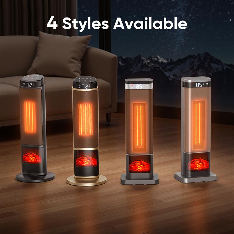 Space Heater for Indoor Use, 23Inch Portable Heater with Remote and Thermostat,7 Light Modes, 70°Oscillation, 12H Timer, Up to 95°F, Tip-over Protection,New Black