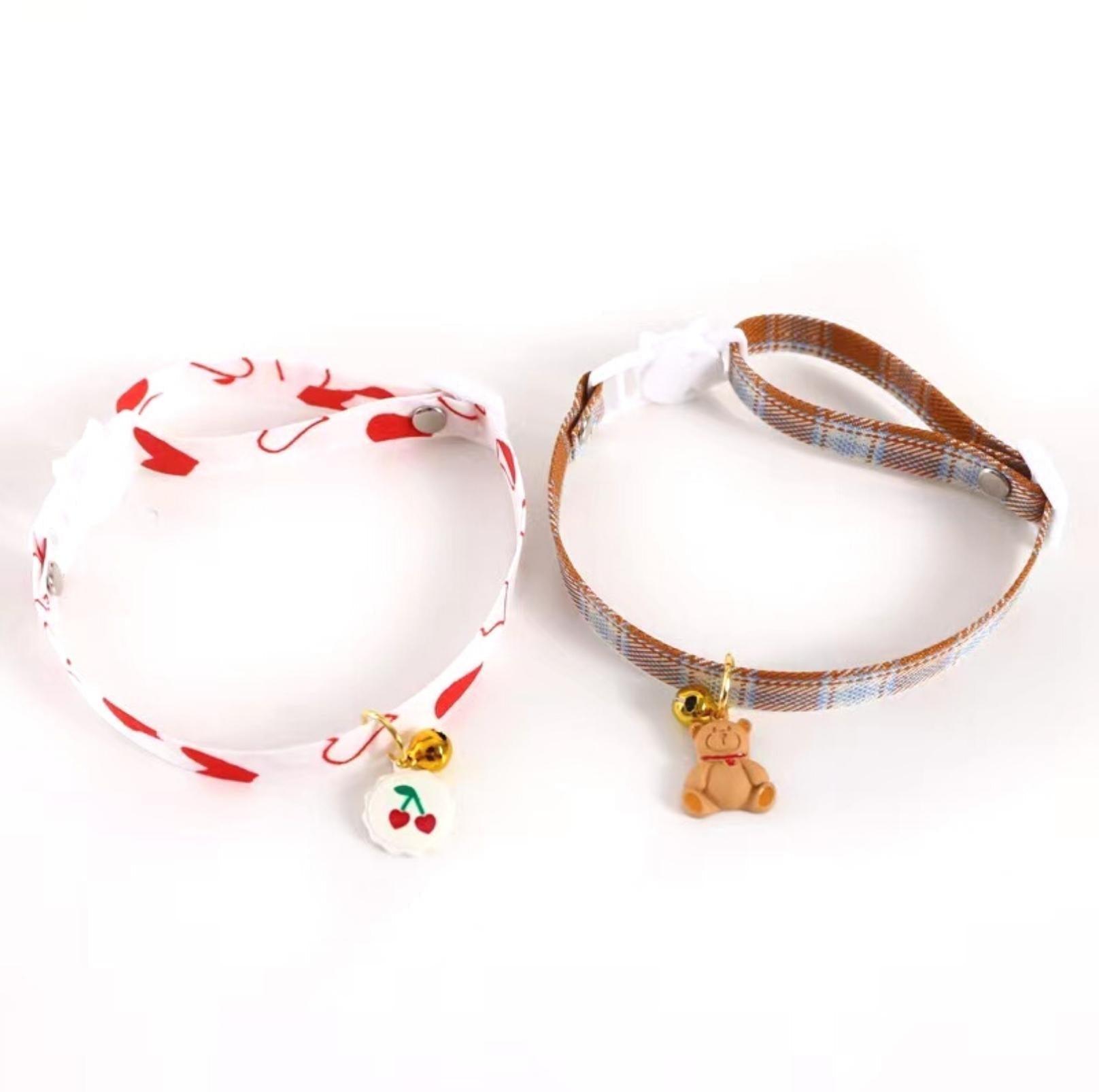 Cute Cherry And Bear Styled Pet Collar - Adjustable Neck Size