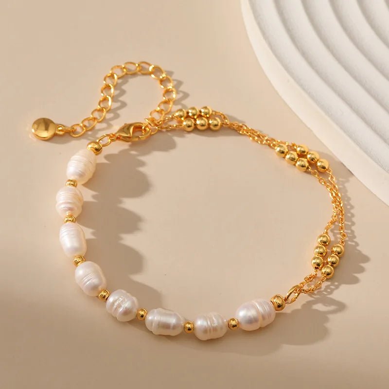 Boho Gold Accented Pearl Bracelets
