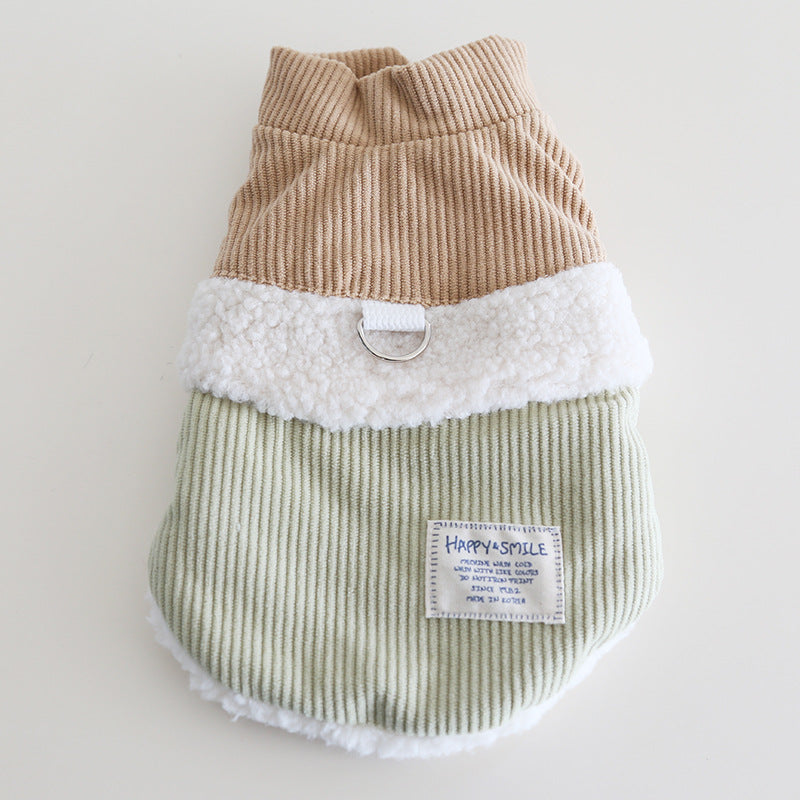 Corduroy Color Block Dog Harness Jacket Vest