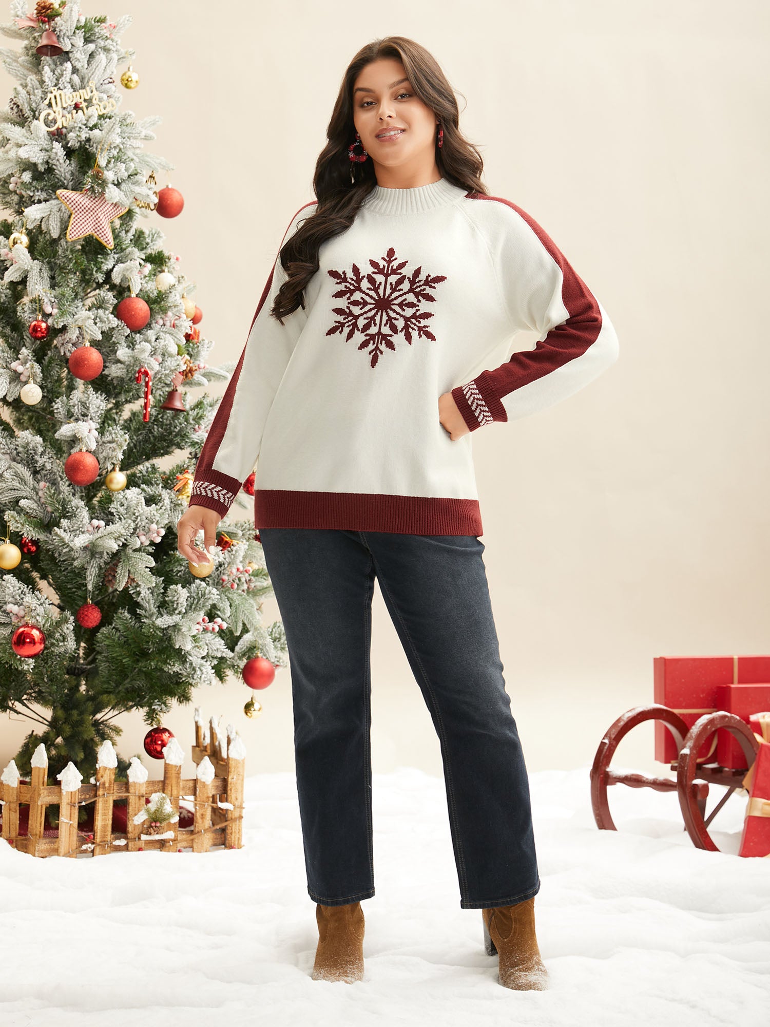 Supersoft Essentials Snowflakes Pattern Knit Pullover
