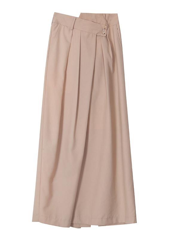Beige asymmetrical design Patchwork Skirt Summer