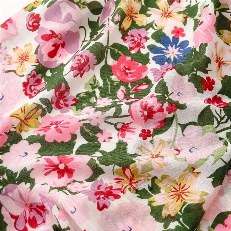 Plants Flowers Color Printing Beach Towel Long Hanging Tassel Scarf
