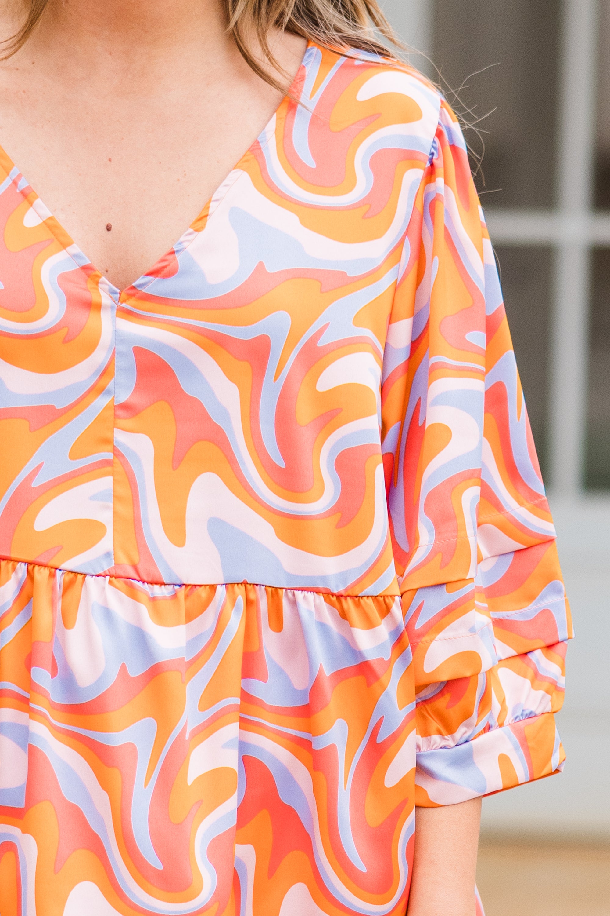 Passing Perth Top. Orange-Lavender