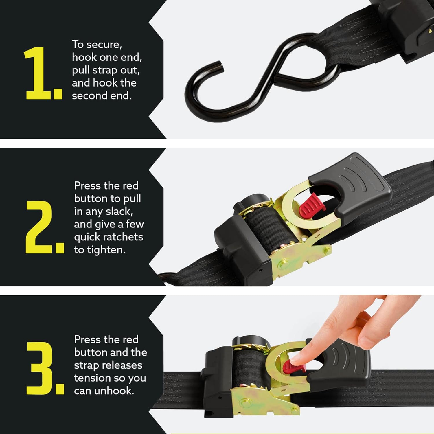 🔥 Retractable Auto Ratchet Strap with RAIL BRACKET BUNDLE