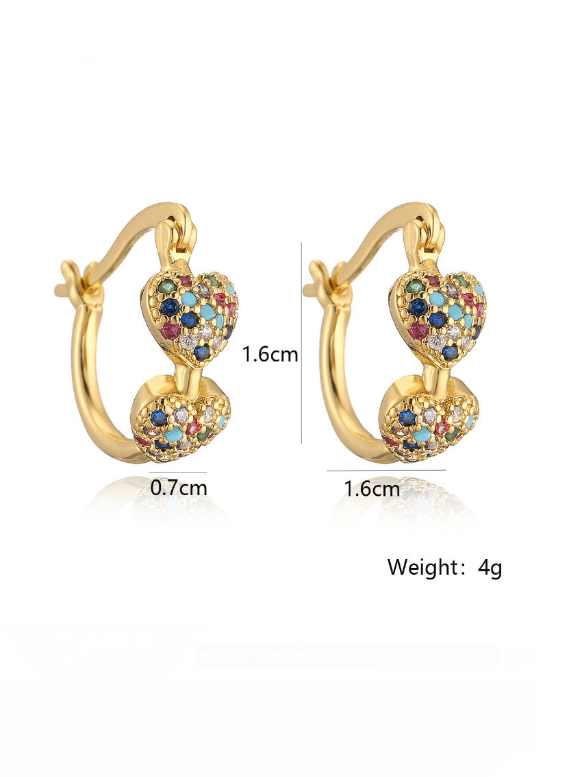 Cubic Zirconia Hearts Hoop Earrings