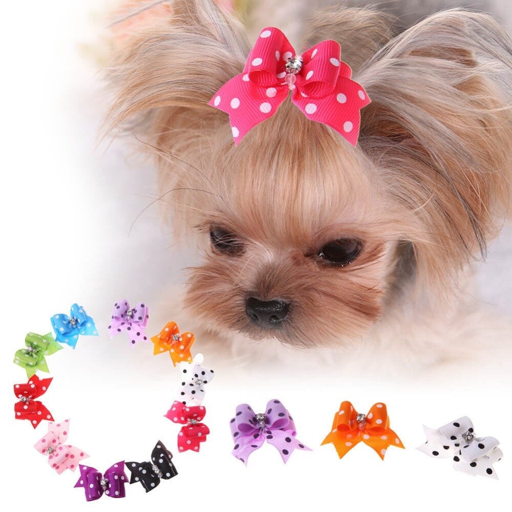 5Pcs Pet Leather Band Flower Bows