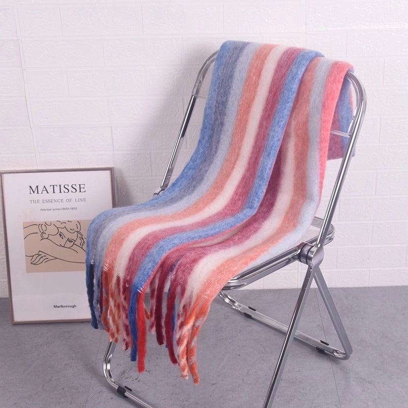 Women's Minimalist Color Block Imitation Cashmere Dyeing Scarf