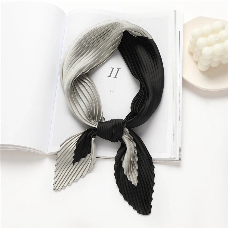 Unisex Streetwear Color Block Satin Printing Silk Scarf