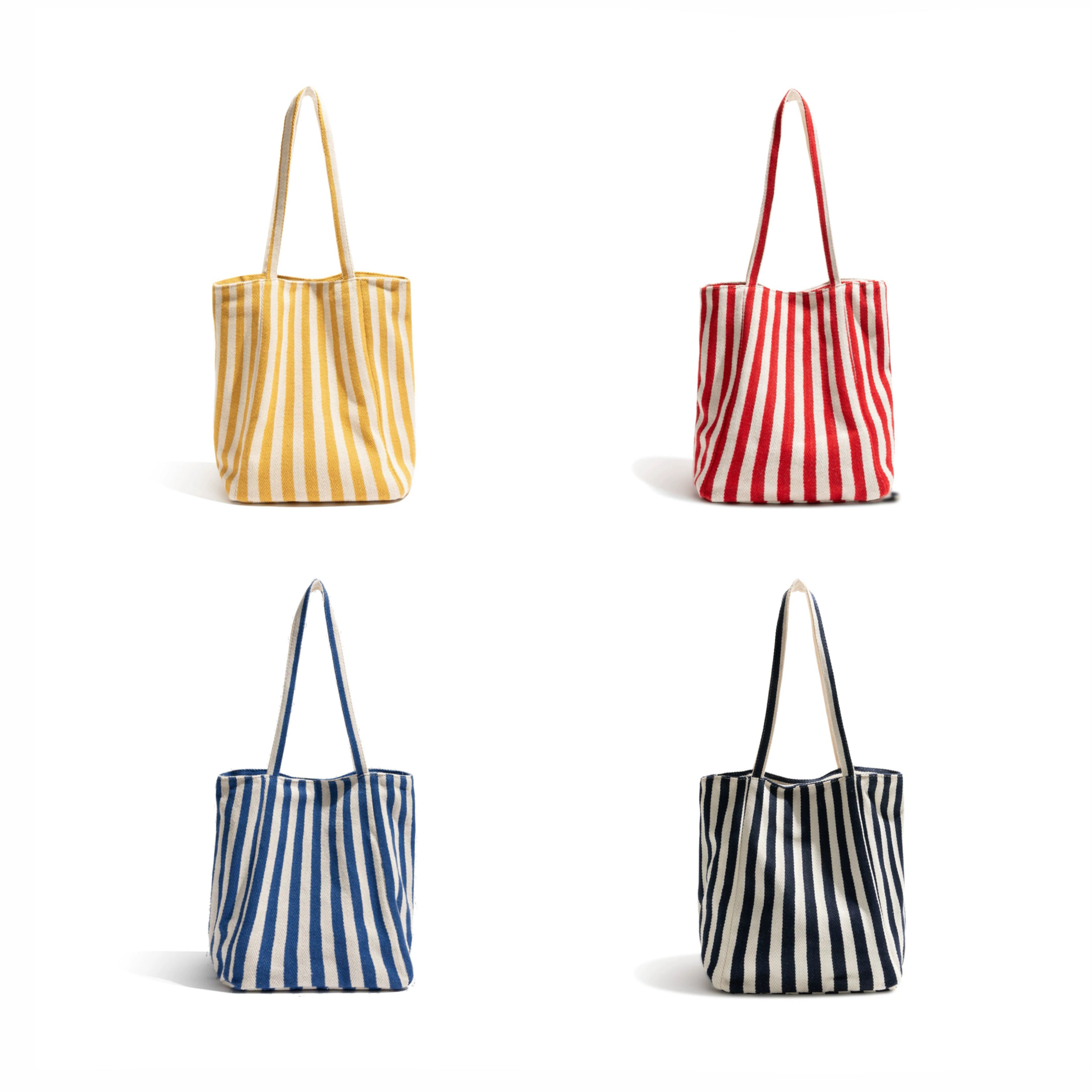Canvas Vertical Stripes Shoulder Bag
