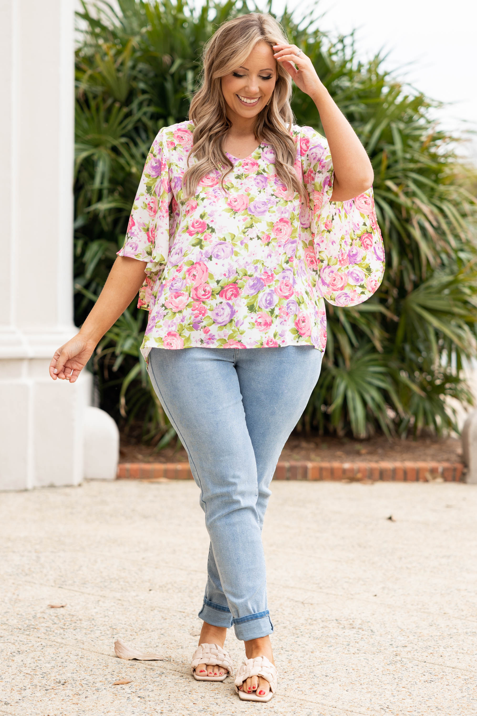 The Latest Night Top. Ivory Multi