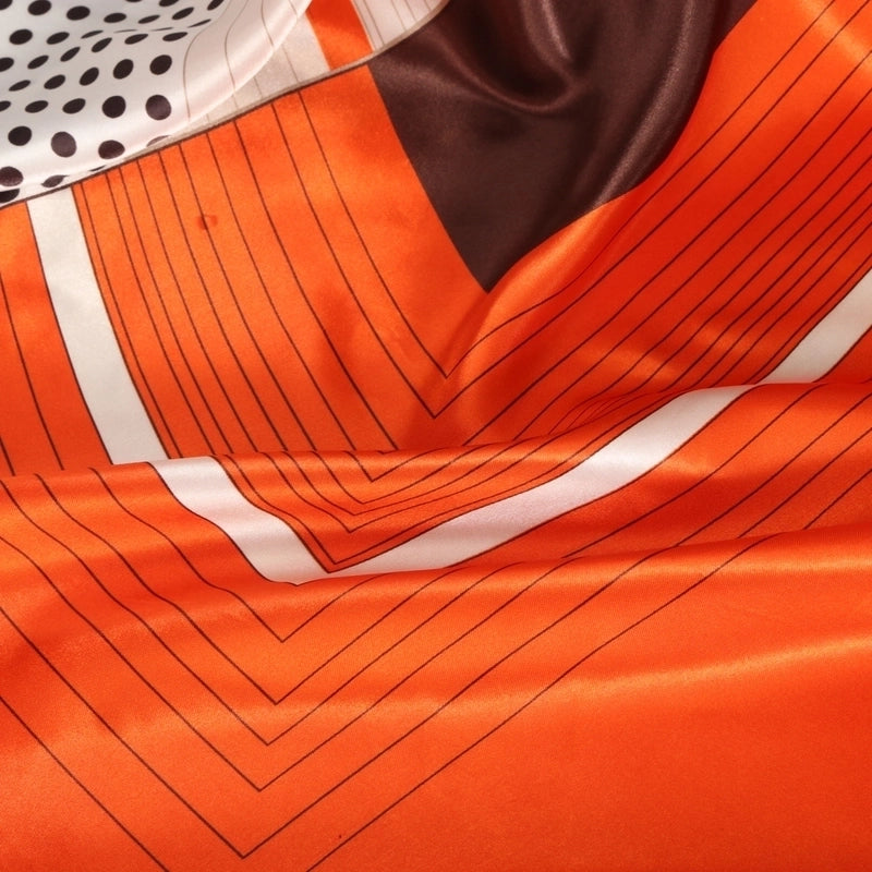 Women's Retro Streetwear Stripe Polka Dots Satin Printing Silk Scarf