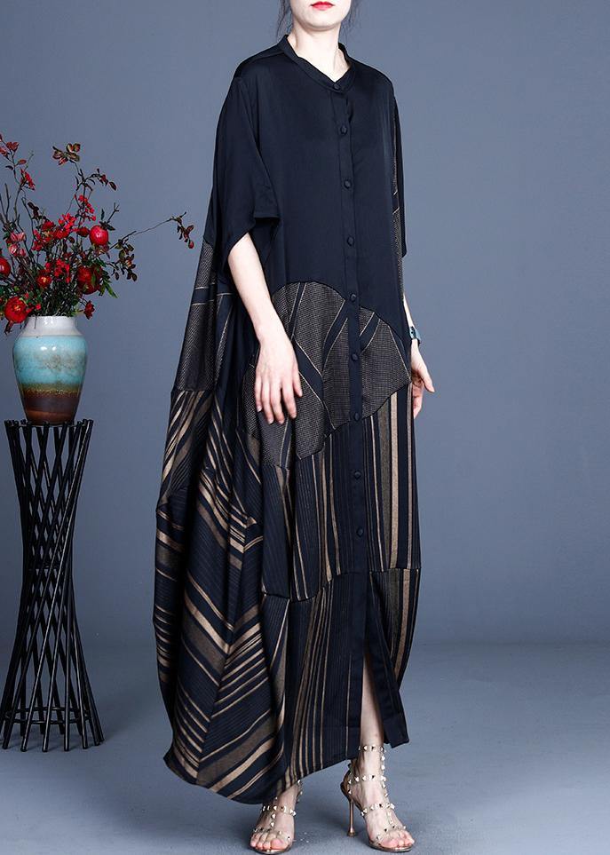 Luxury Black Striped Button Patchwork Coat Summer
