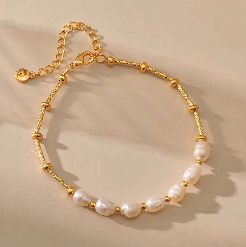 Boho Gold Accented Pearl Bracelets