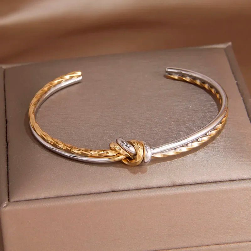 Romantic Couples Twisted Knot Bangle Cuff Bracelet