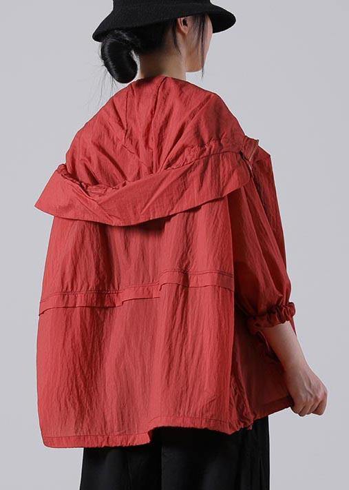 Fashion Red Long sleeve UPF 50+ Coat Jacket Summer Hooded Jacket