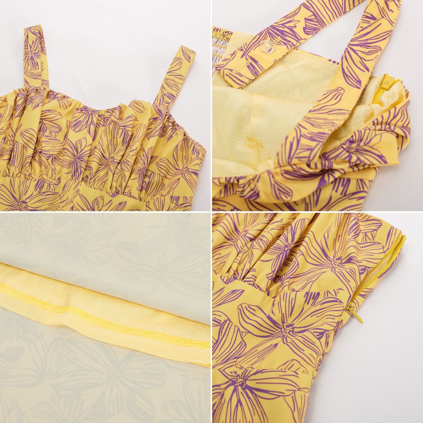 Vintage Leaf Patterns Two-Way Defined Waist Dress Ruched Bodice Flared A-Line Dress