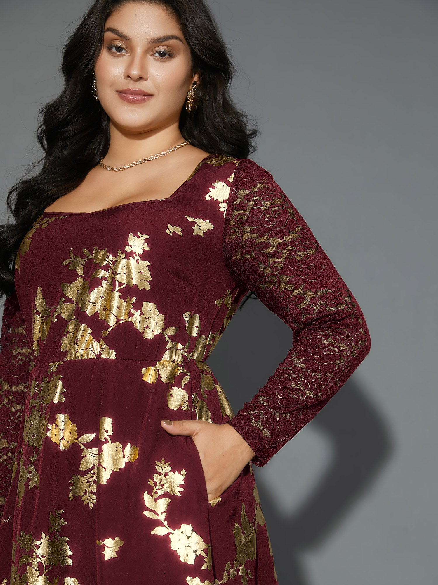 Glitter Floral Crochet Lace Mesh Dress