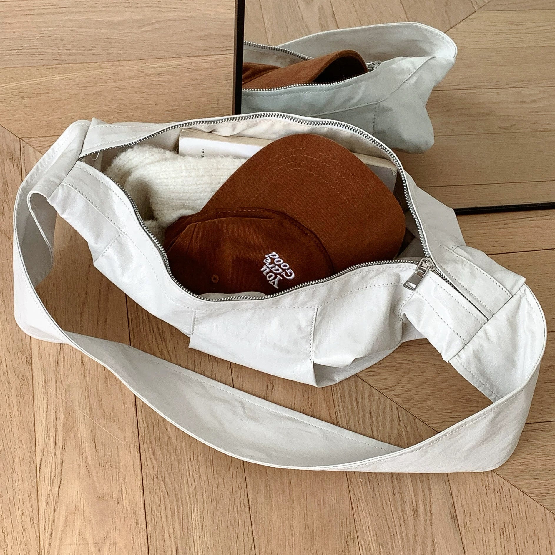 Waxed Leather Croissant Bag
