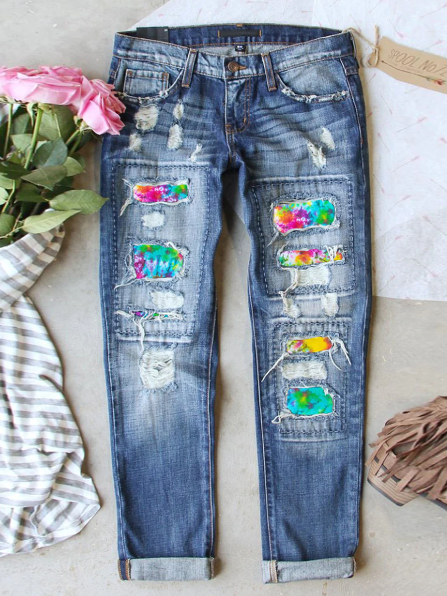 Tie Dye Ripped Jeans