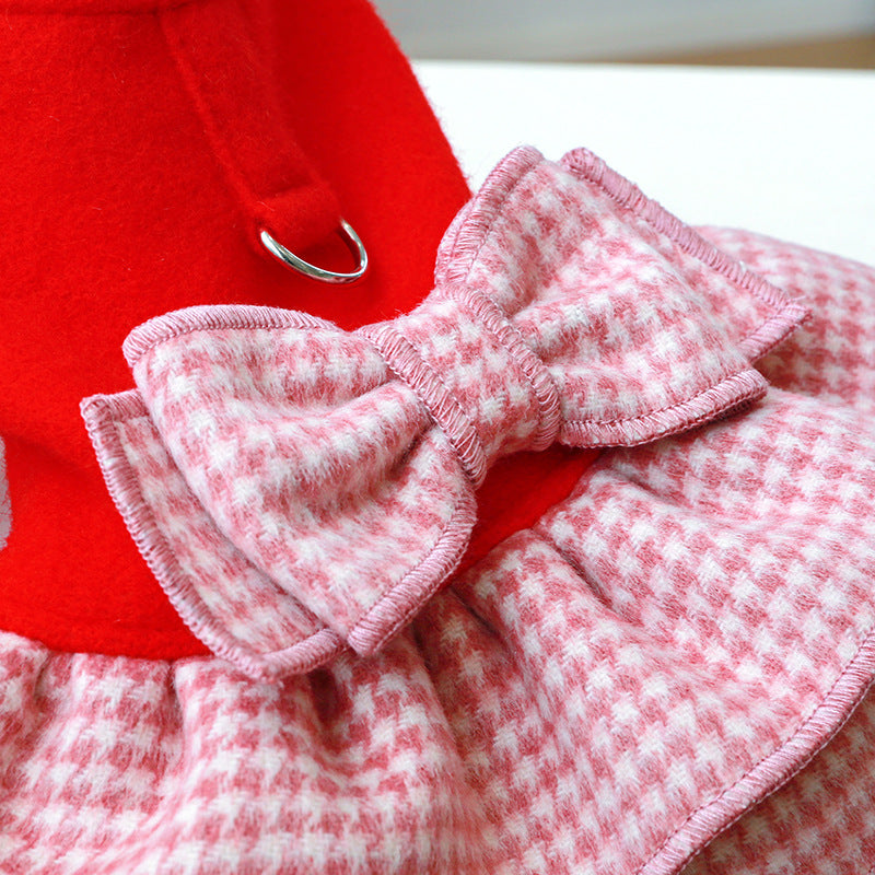 Bow Plaid Layered Dog Dress Harness