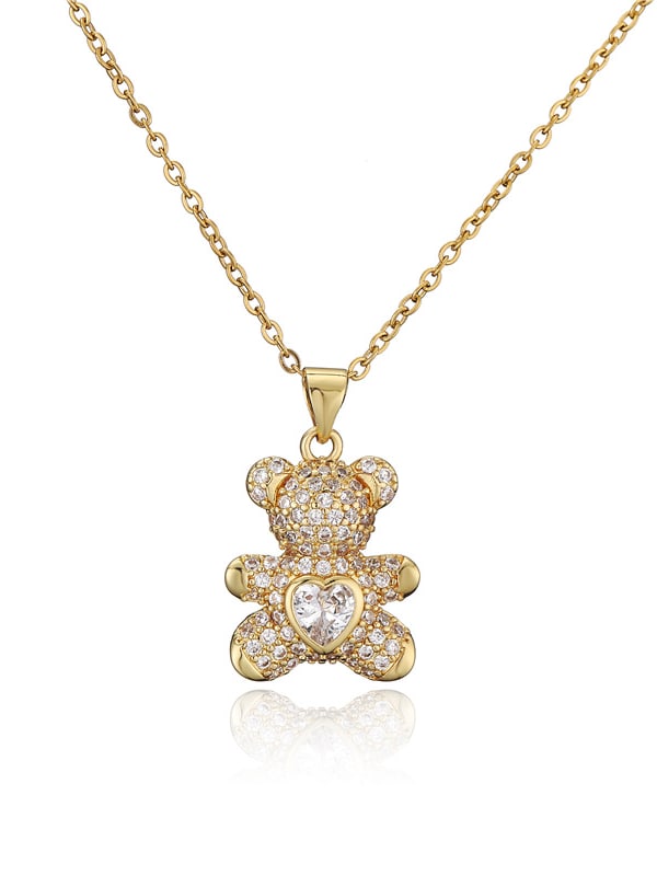 Gold Plated Bear Pendant & Chain