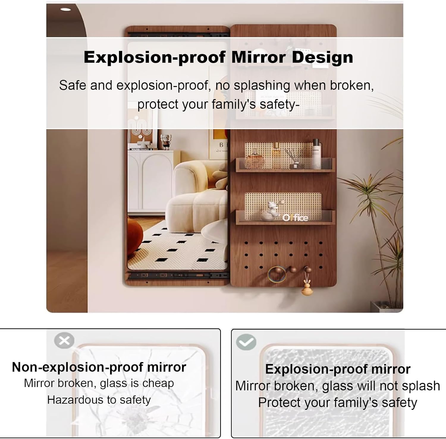 Entrance Mirror, Perforated Panel Wall Entrance Mirror