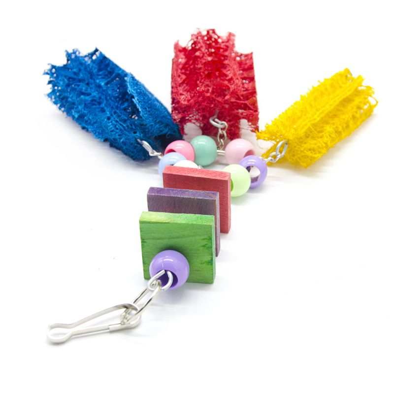 Loofah Sponge Hanging Bell Bird Toy