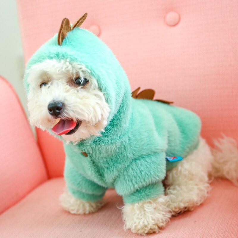 Dinosaur Fleece Dog Hoodie Coat