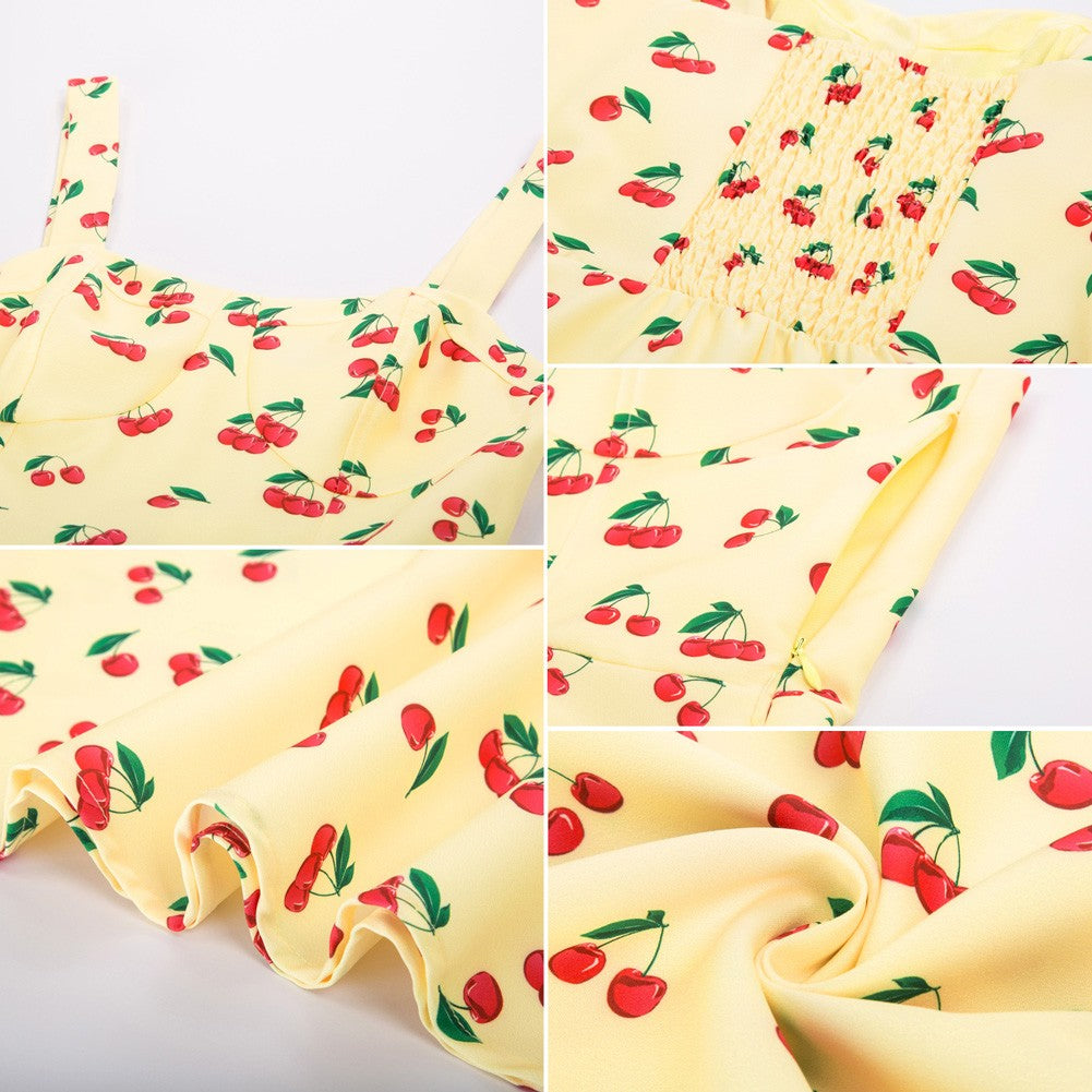 Floral Print Sweetheart Neck Flared A-Line Dress with Belt