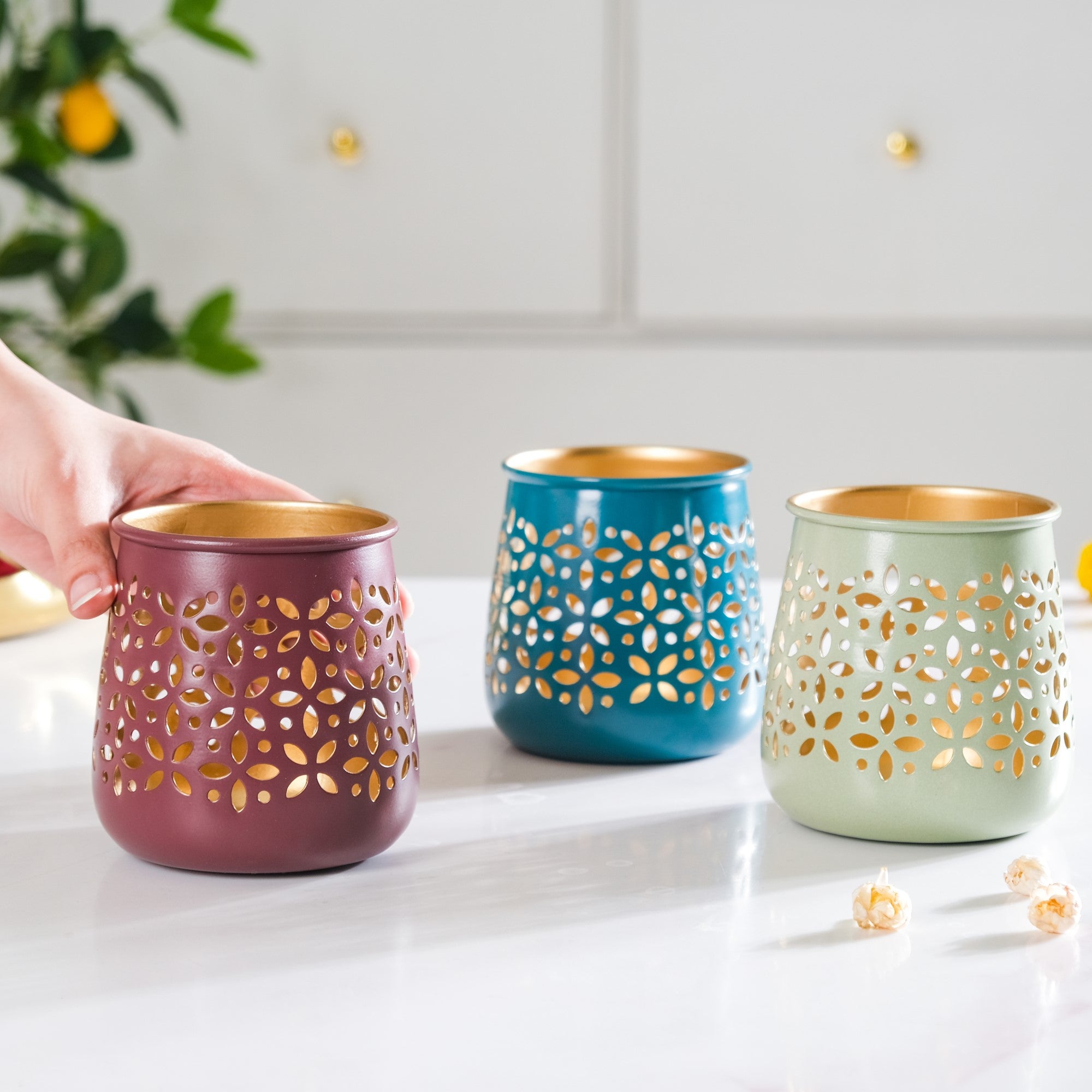 Festive Tealight Candle Holder Set Of 3