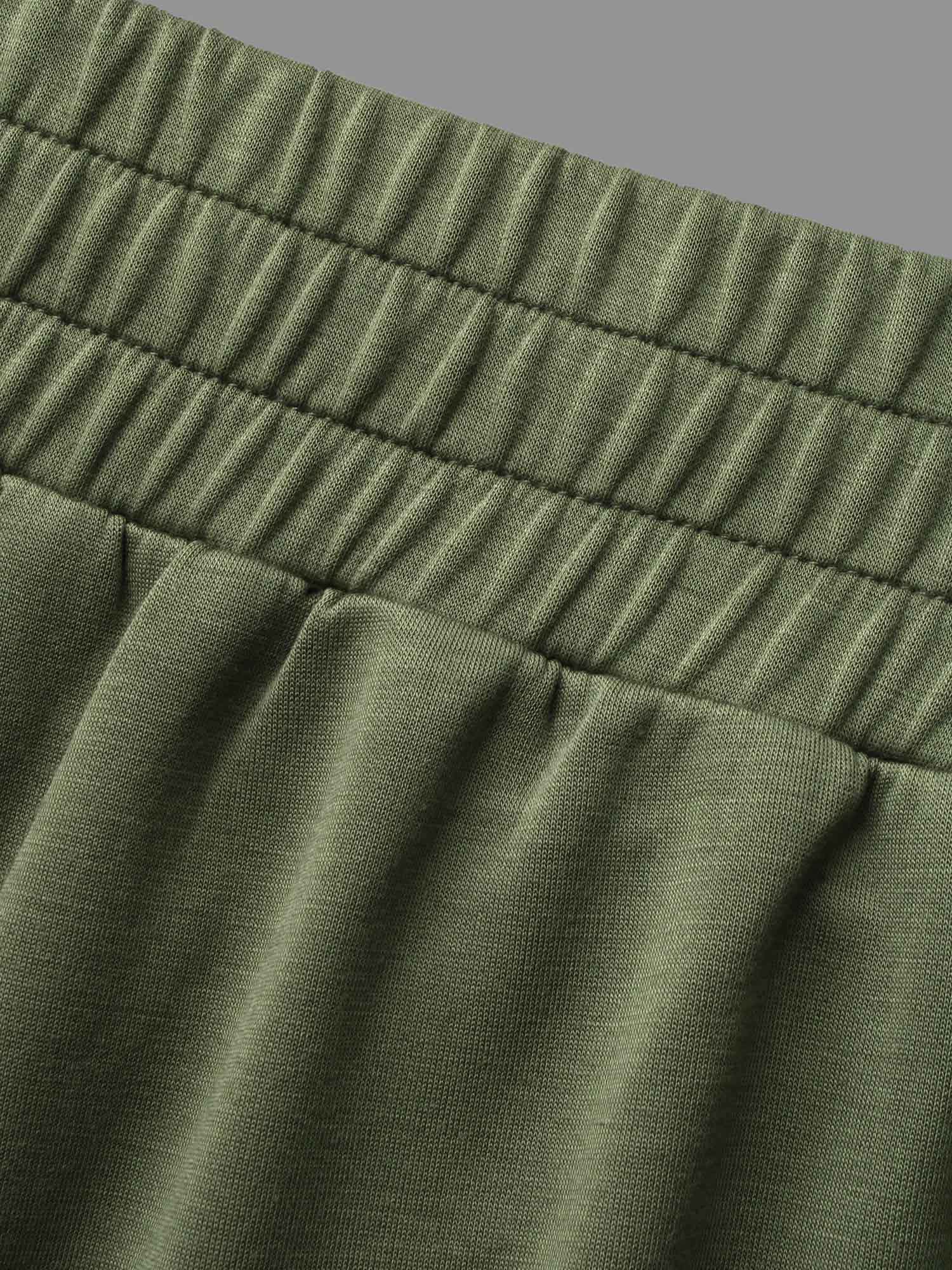 Solid Elastic Waist Mid Rise Pants