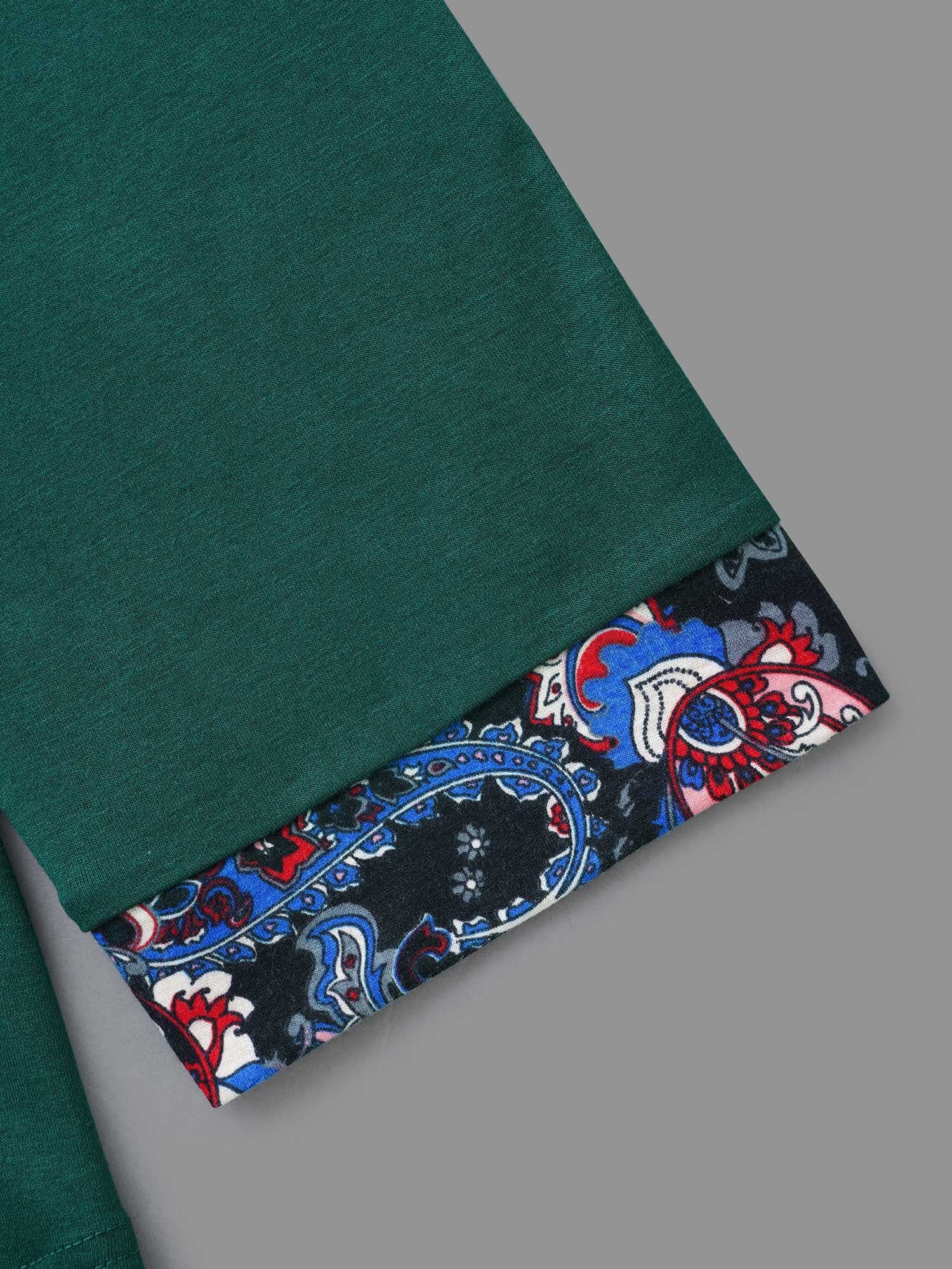 Crew Neck Bandana Print Patchwork T-shirt