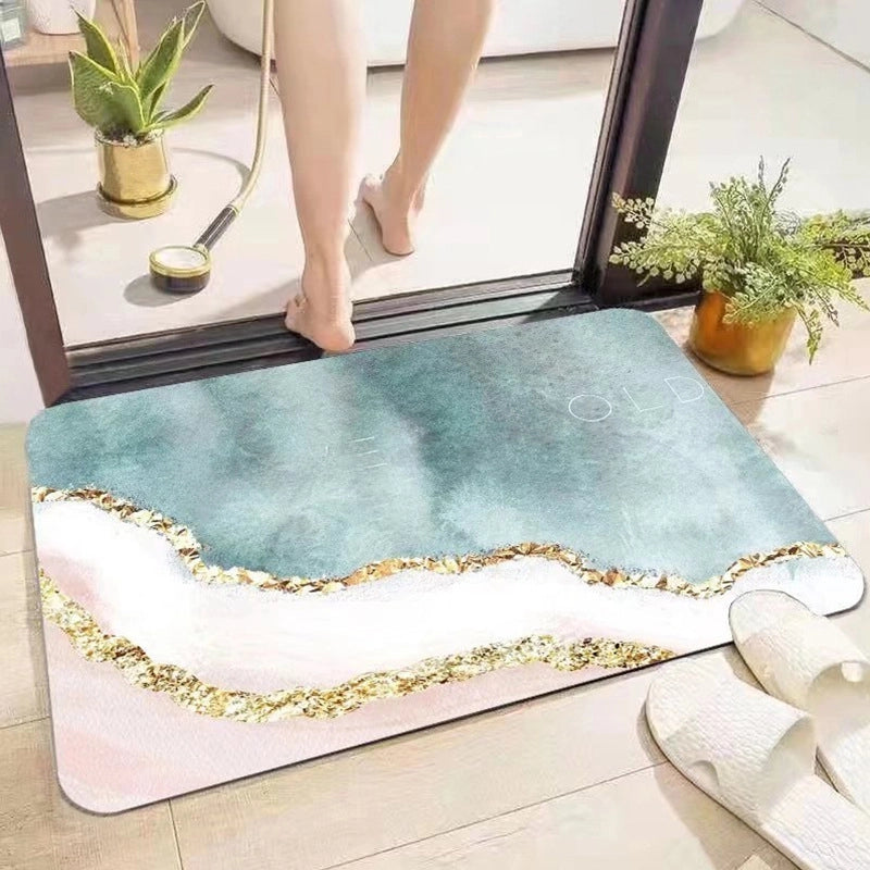 Toilet Water Absorbent Floor Mat Household Bathroom Diatom Mud Floor Mat Toilet Bathroom Door Non-Slip Foot Mat Carpet