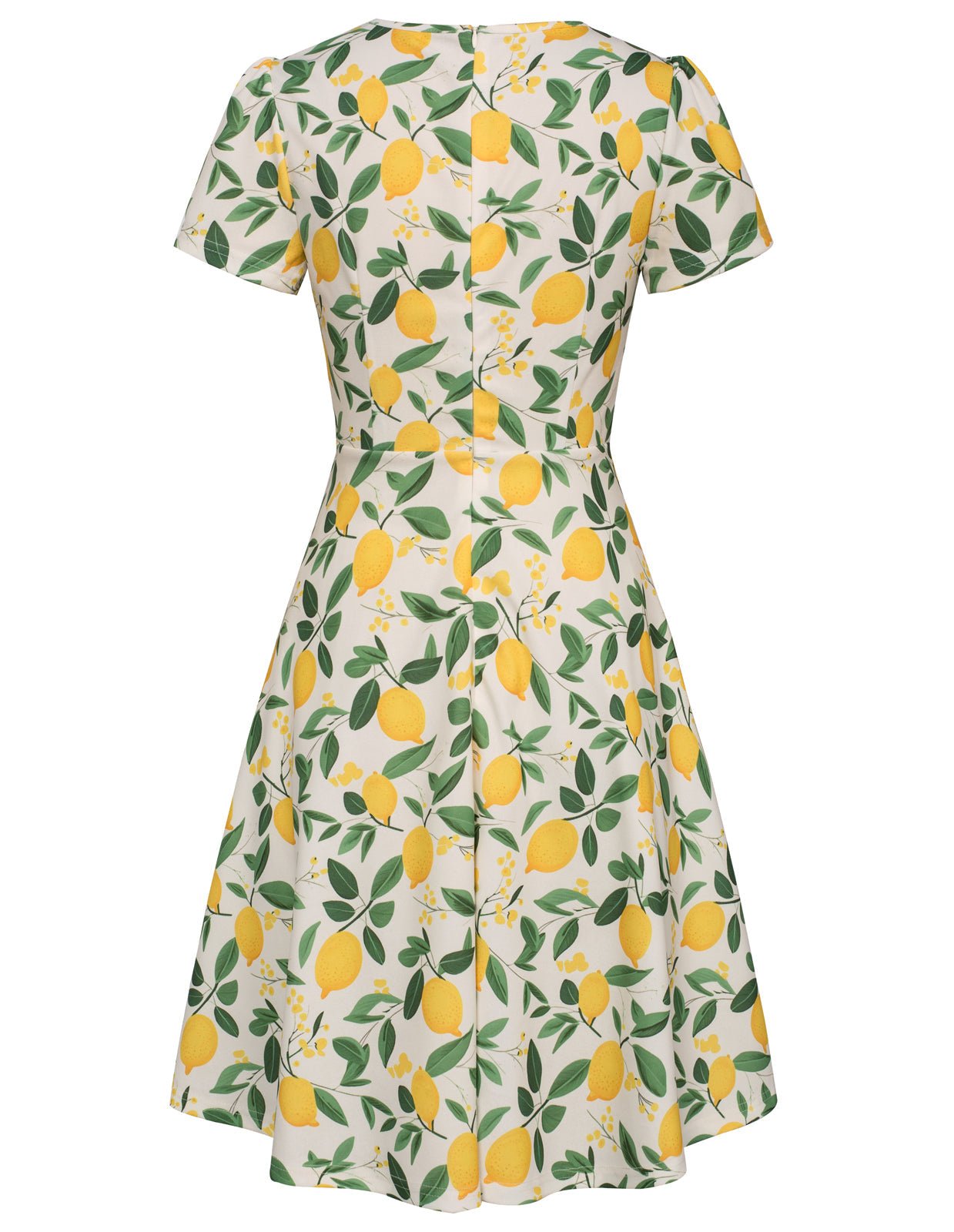 Vintage Daisy Pattern A-Line Swing Dress Keyhole Tie Dress Round Neck Work Dress Tea Dress