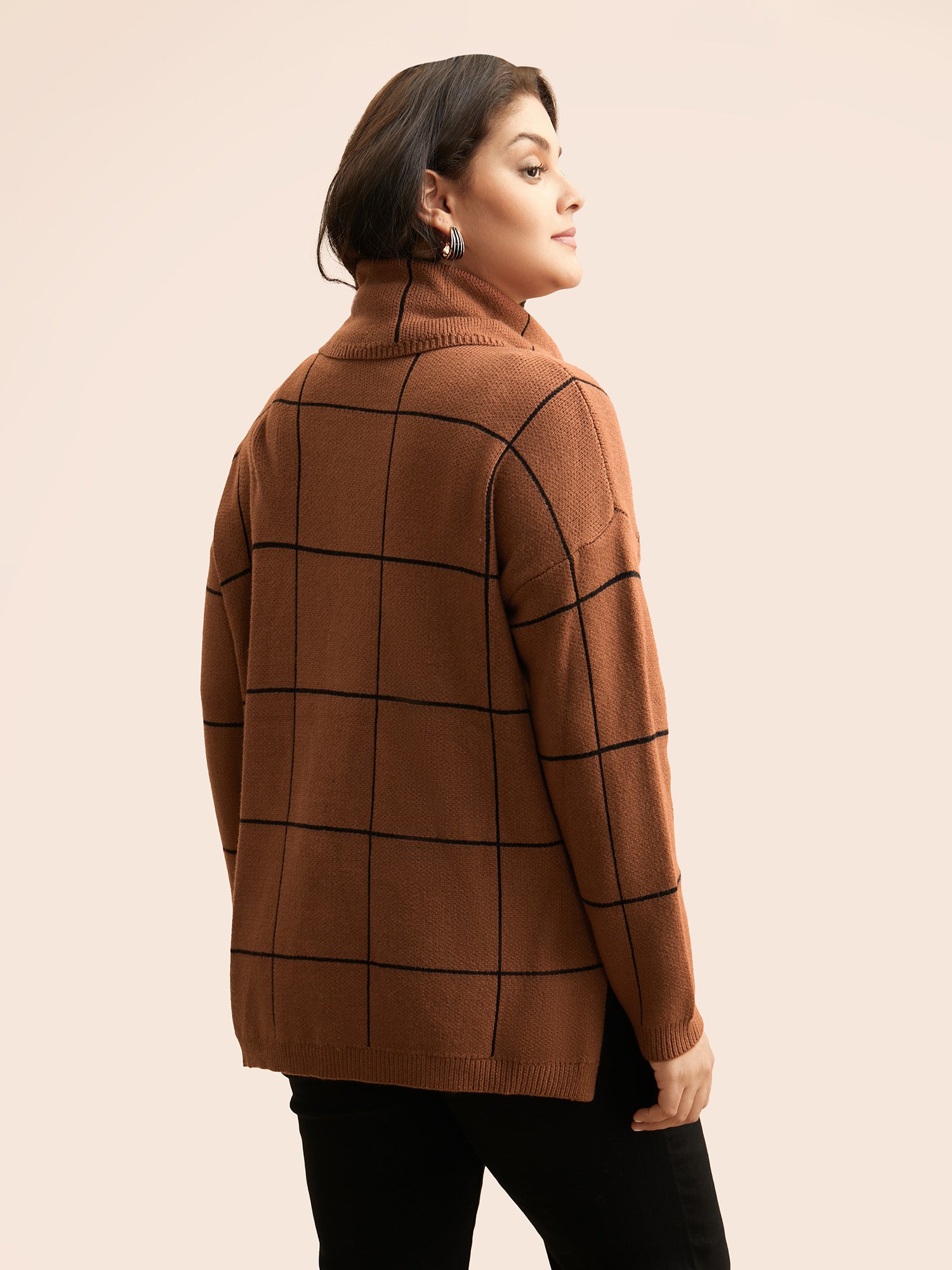 Supersoft Essentials Turtleneck Plaid Drop Shoulder Pullover