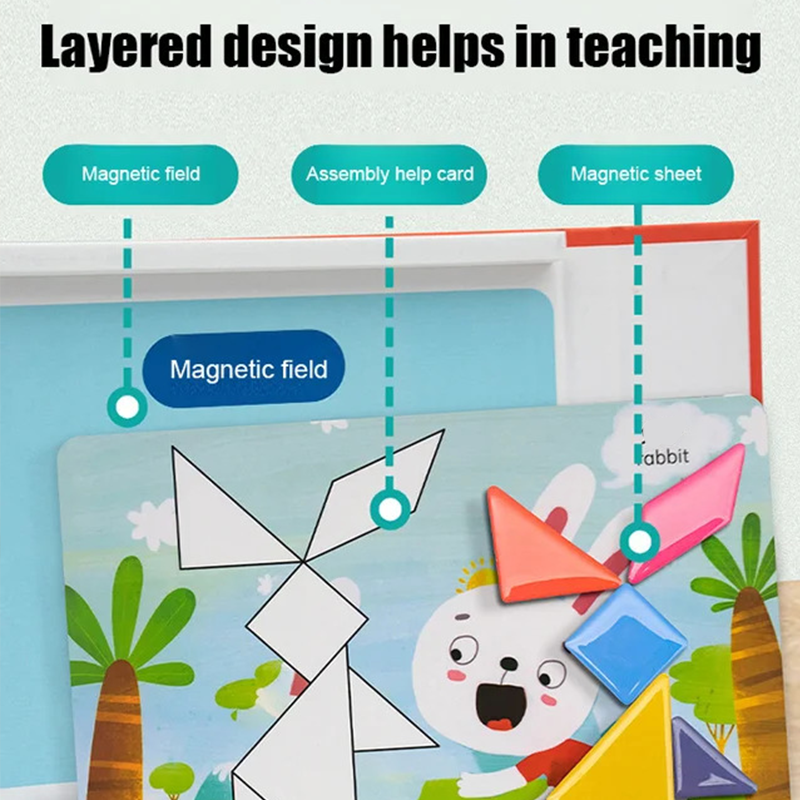 🎁The perfect gift🌟Enhancing children's thinking skills-Children's Magnetic Tangram Puzzle Set