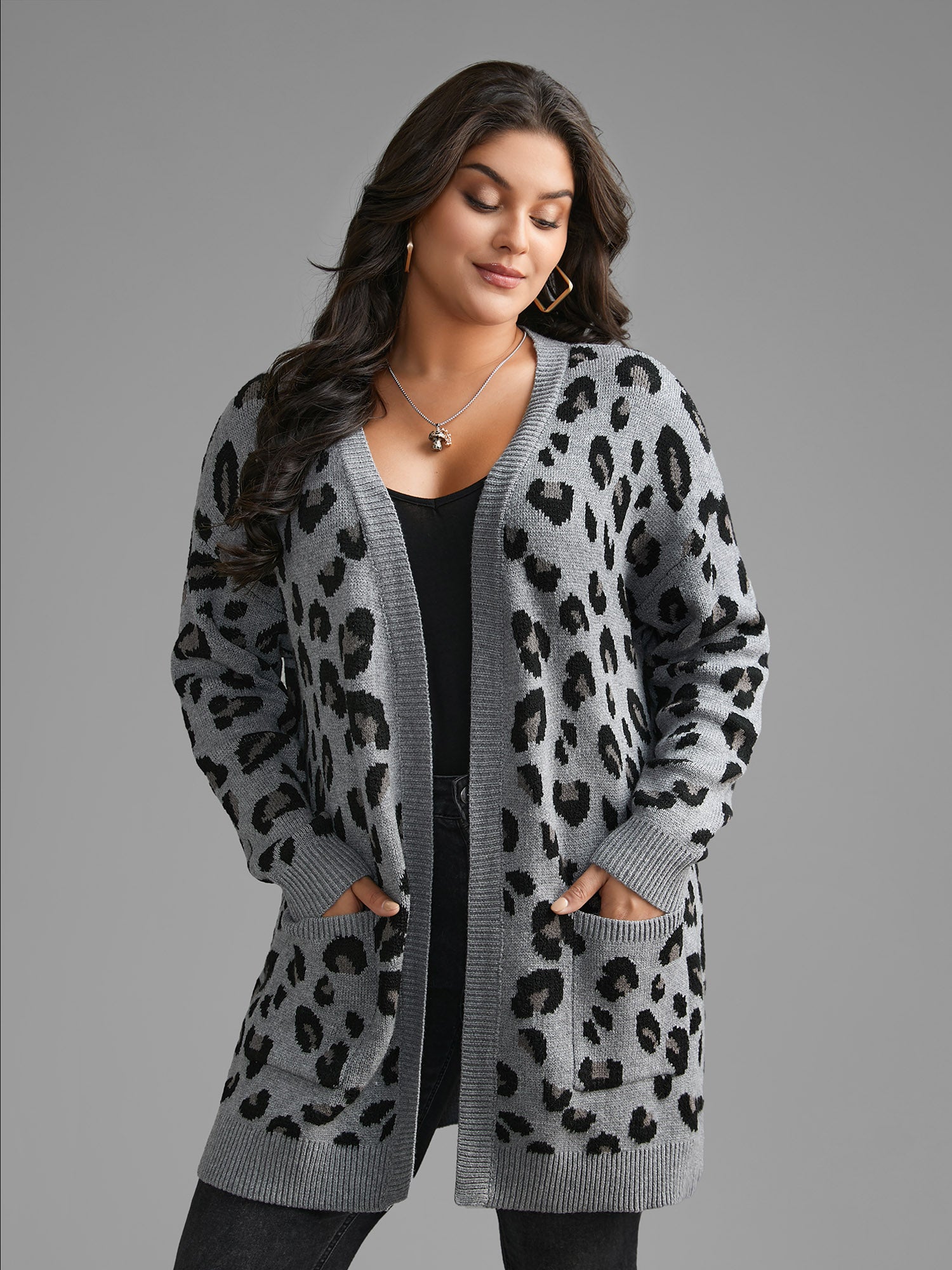 Supersoft Essentials Leopard Print Kimono Collar Cardigan