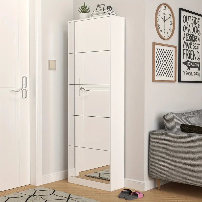 Tipping Bucket With Mirror Shoe Cabinet 17cm