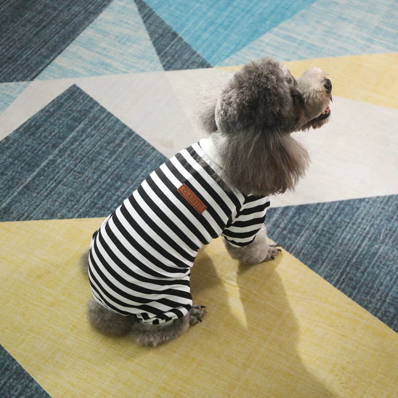 Small. Medium And Large Dog Cotton Four-legged Striped Home Anti-lint Pullover Labrador Golden Retriever Teddy Dog Clothes