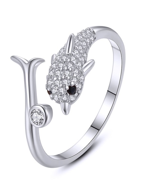 925 Sterling Silver Cubic Zirconia Dolphin Ring
