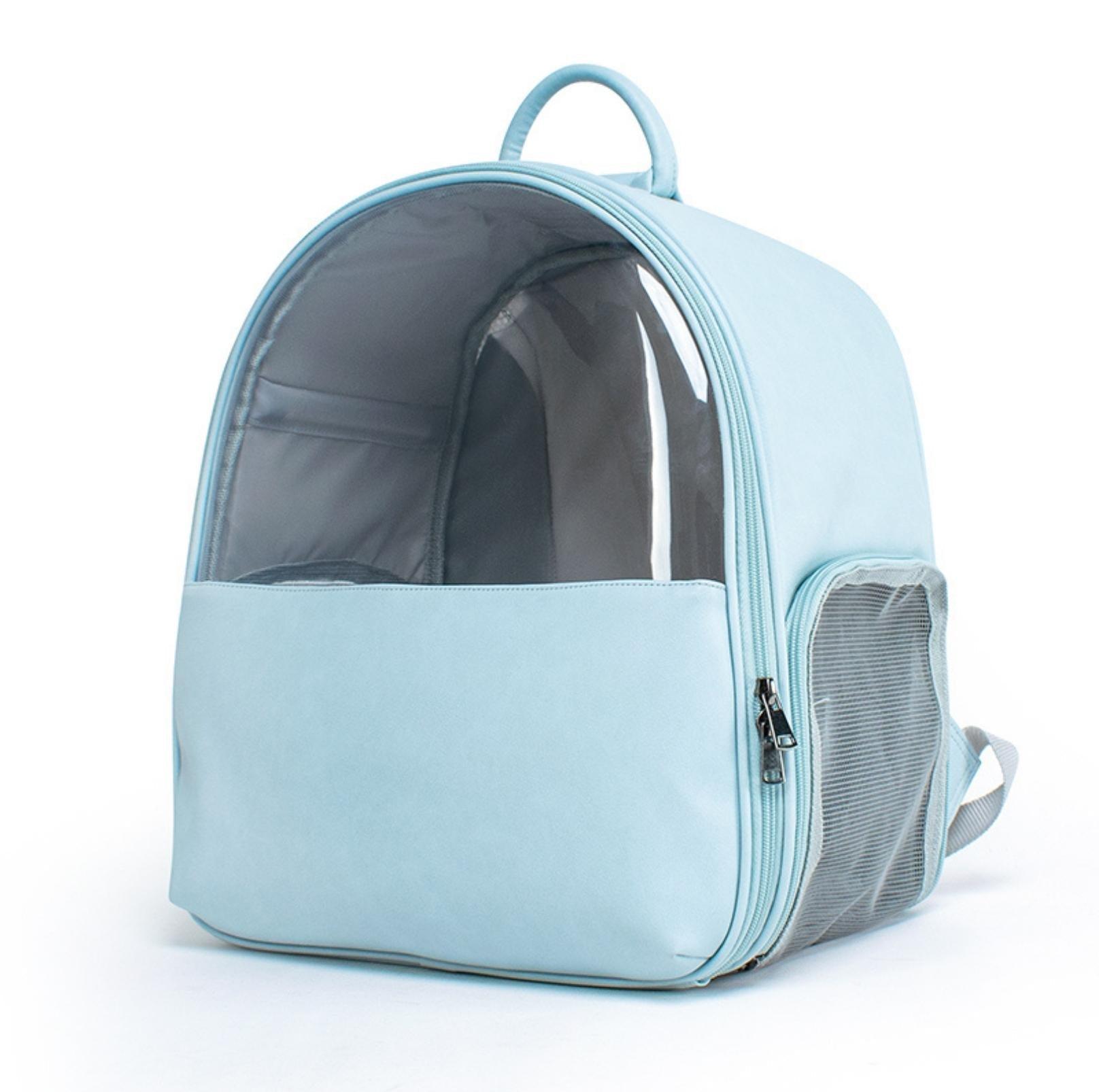 Leather Backpack Style Cat Carrier With Transparent Window