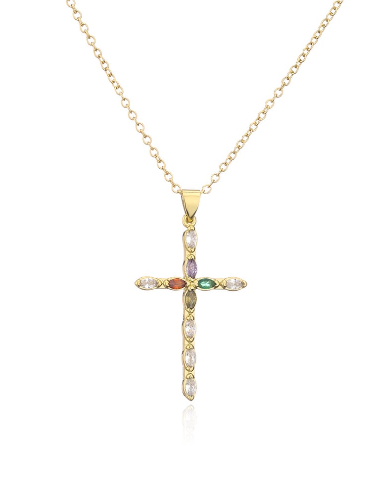 Cubic Zirconia Cross Pendant & Chain